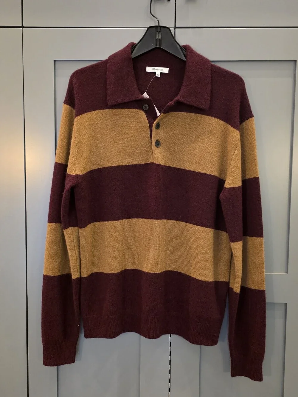 Madewell Small Rugby Sweater Wool Cashmere Polo Preppy Stripe Old Money NEW